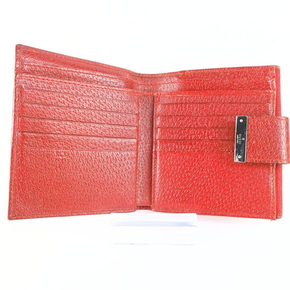 Gucci GG mono Flap Canvas/Leather Red Women Wallet Vintage - Picture 2 of 16